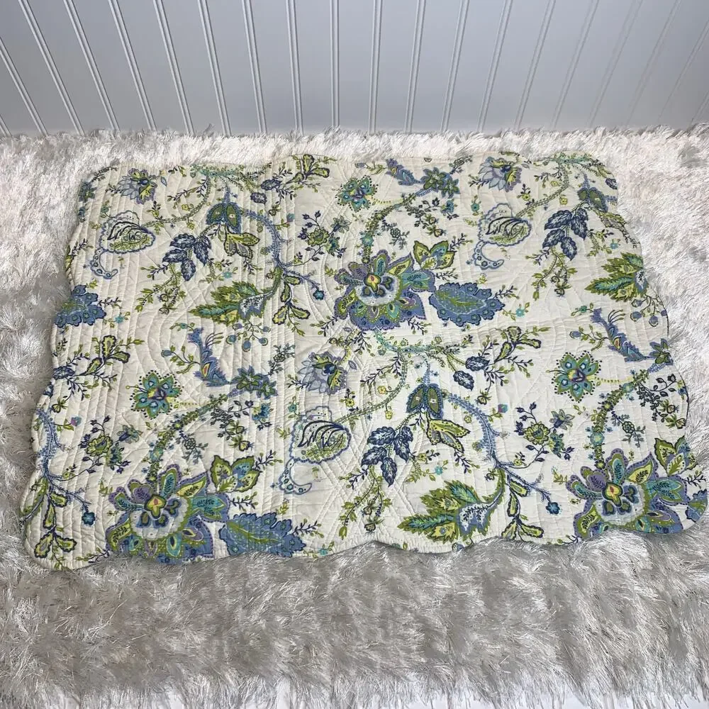 NWOT Pillow Sham Quilted Standard Size Blue Green